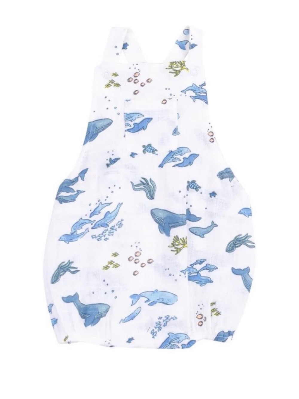 Angel Dear Watercolor Blue Whales Pocket Sunsuit